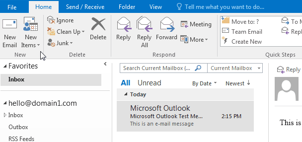 Add Account screen in Outlook 2016