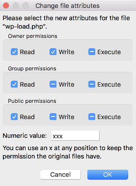 Clicking OK in the File Permissions dialog