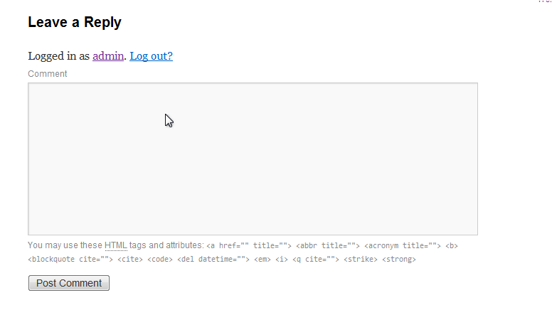 Comment text field