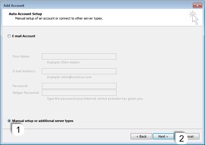 Manual setup option