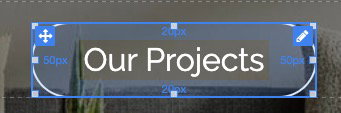 Editor view showing padding highlighted around the button