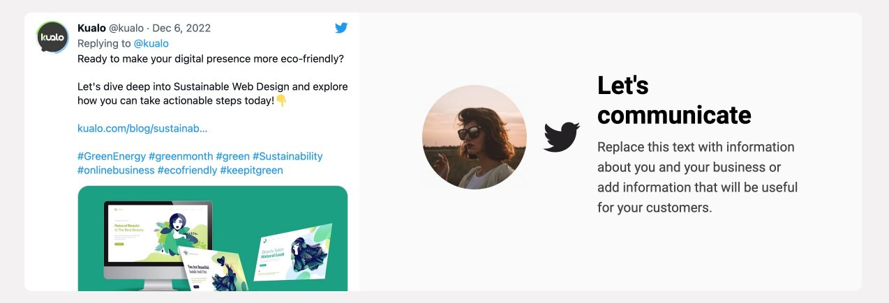 Twitter widget styled within a layout