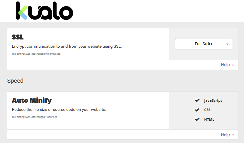 Cloudflare auto-minify settings