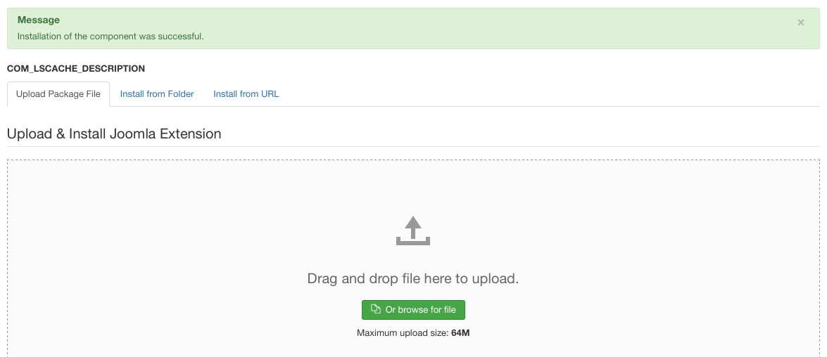 Joomla Extensions install screen
