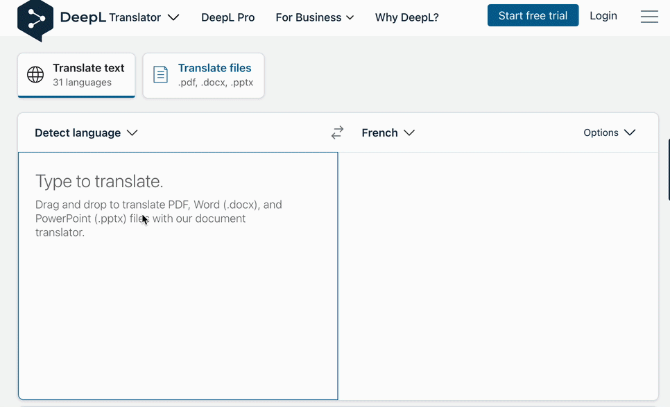 DeepL translation example