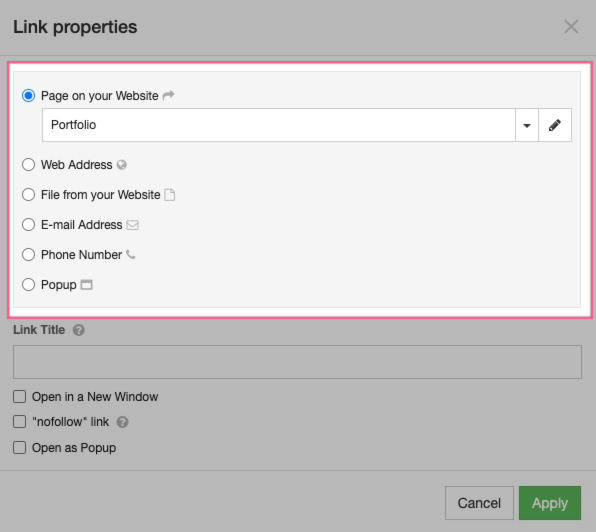 Button URL settings
