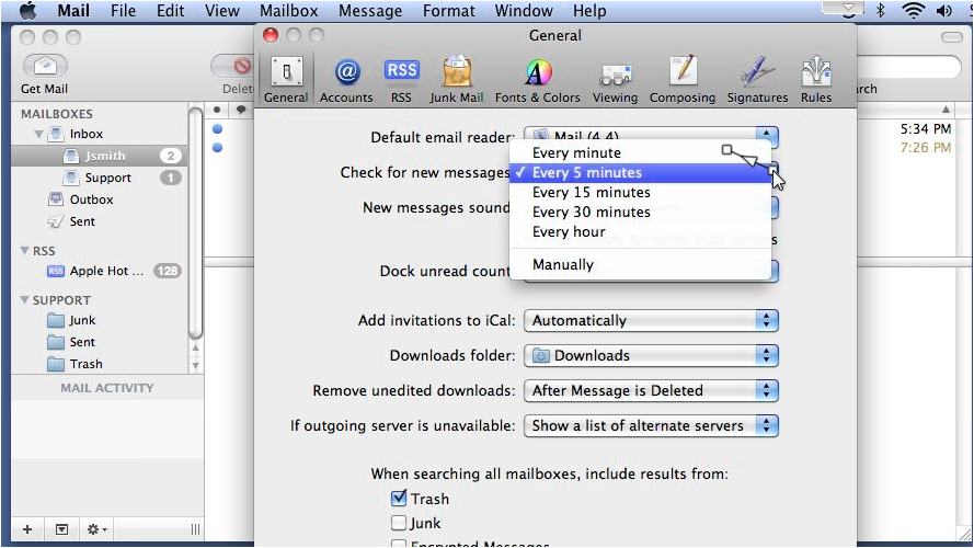 Check for new messages setting