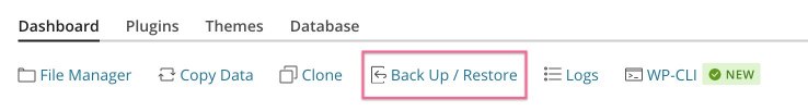 Back Up/Restore button in WP Toolkit