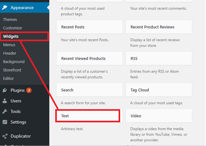 WordPress Text Widget