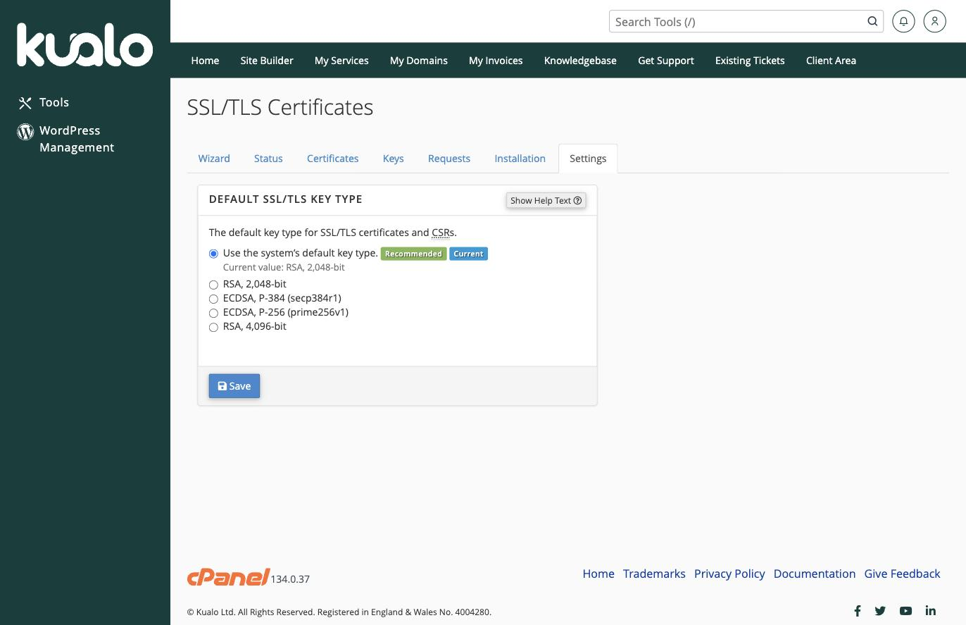 The SSL/TLS Certificates tool and its tabs
