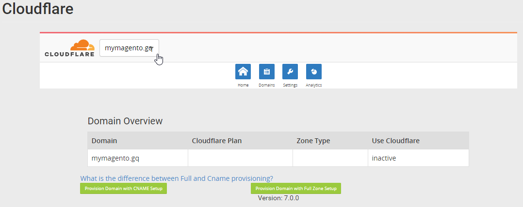 Domain selection list in Cloudflare cPanel integration
