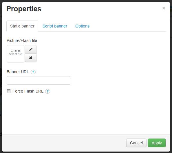Banner properties dialog