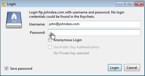 Cyberduck login prompt