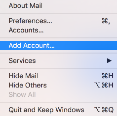 Add Account menu