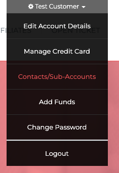Contacts/Sub-Accounts menu