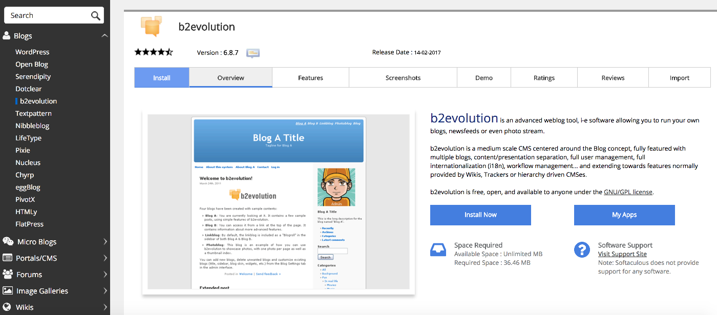 Overview page