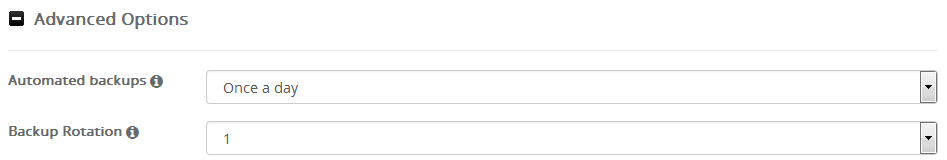 Softaculous automated backup frequency setting