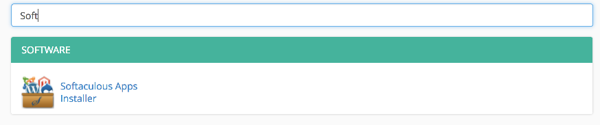 Typing Softaculous in the cPanel search box