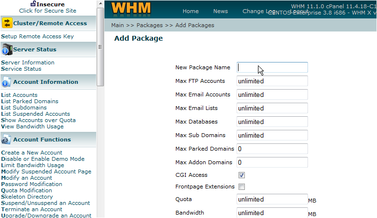Package name field