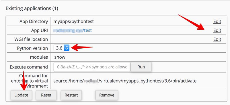 Existing application panel