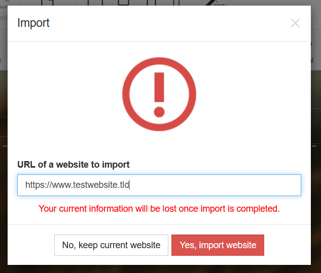 Import URL dialog