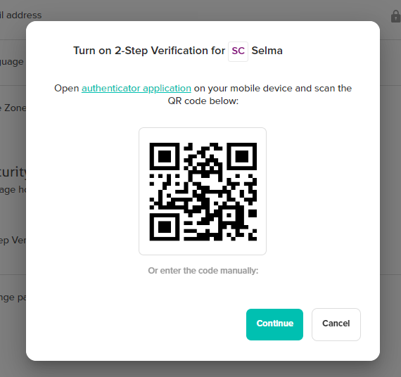 Scanning the MFA QR code with an authenticator app