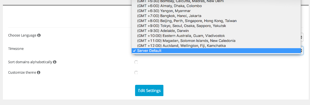 Timezone setting