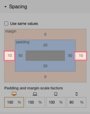 Two buttons with 10px margin applied to each