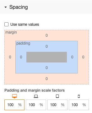 Spacing options panel