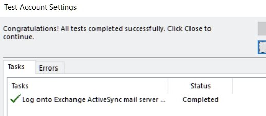 Successful connection message
