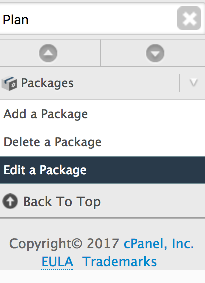 Edit a Package link