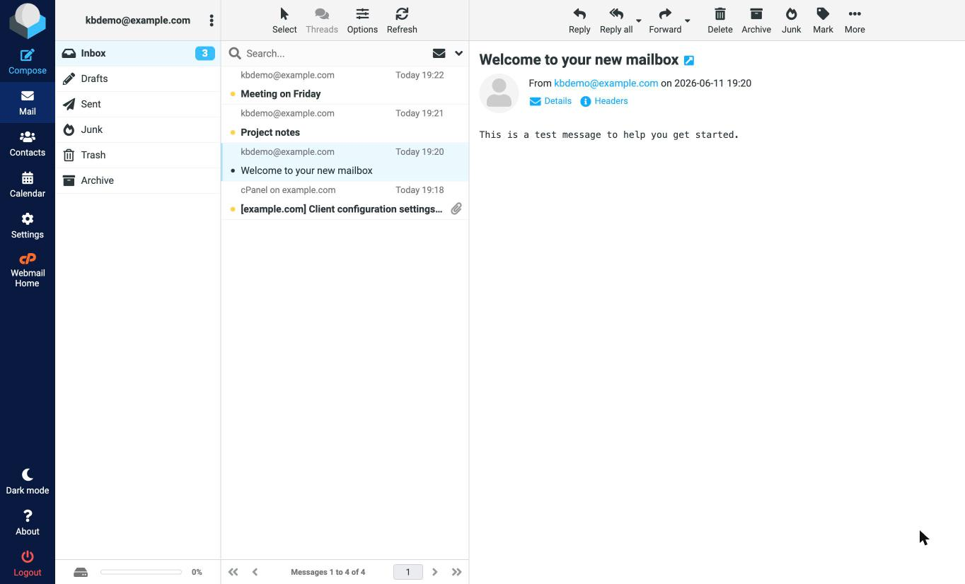 A message open in the RoundCube reading pane