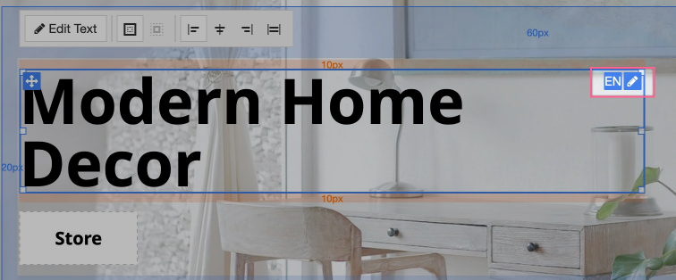 Text element showing active language