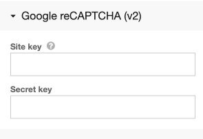 reCAPTCHA settings panel