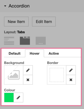 Tab colour configuration panel
