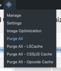 Purge All option in LiteSpeed menu