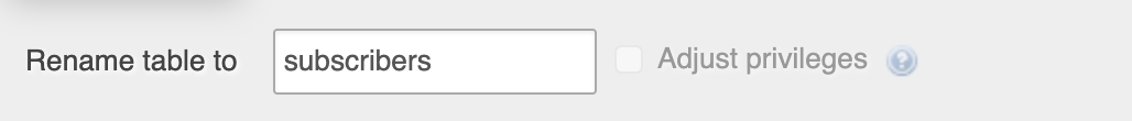 The Rename table to field in the Operations tab, with a new name entered