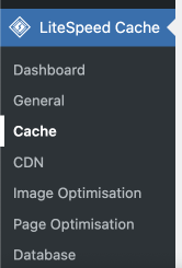 LiteSpeed Cache menu