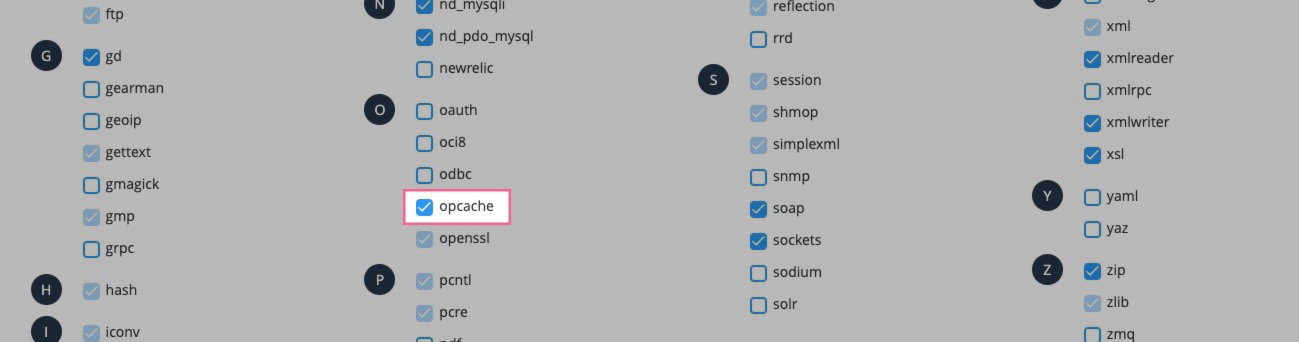 OPcache enabled in cPanel PHP extensions