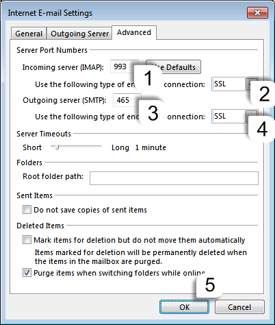 Advanced tab with port settings