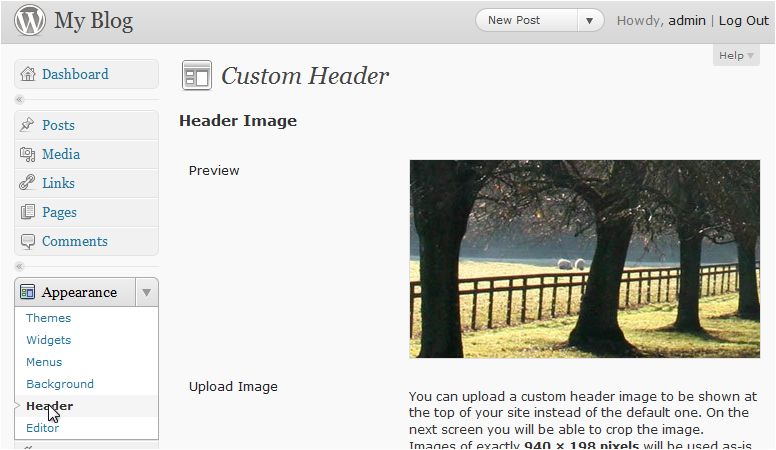 Header preview
