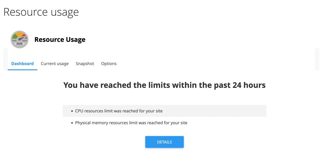 Resource Usage dashboard