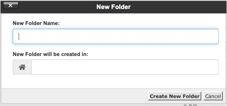 Creating a new folder in File Manager
