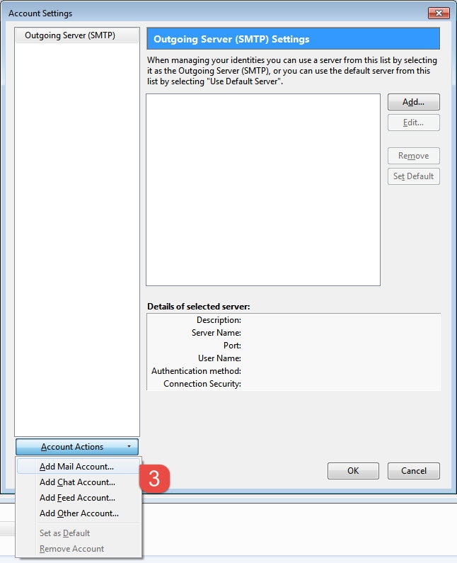 Account Settings window with Add Email Account button