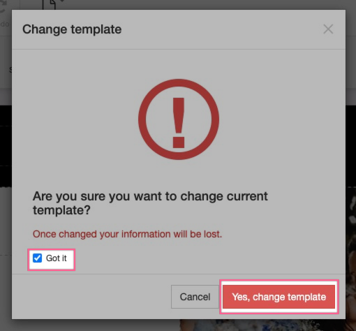 Confirmation dialog