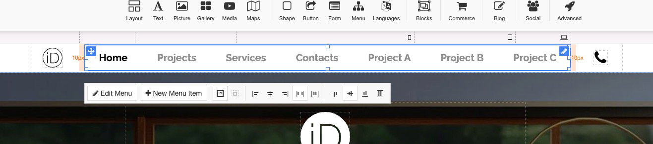 Example of a drop-down sub-menu structure