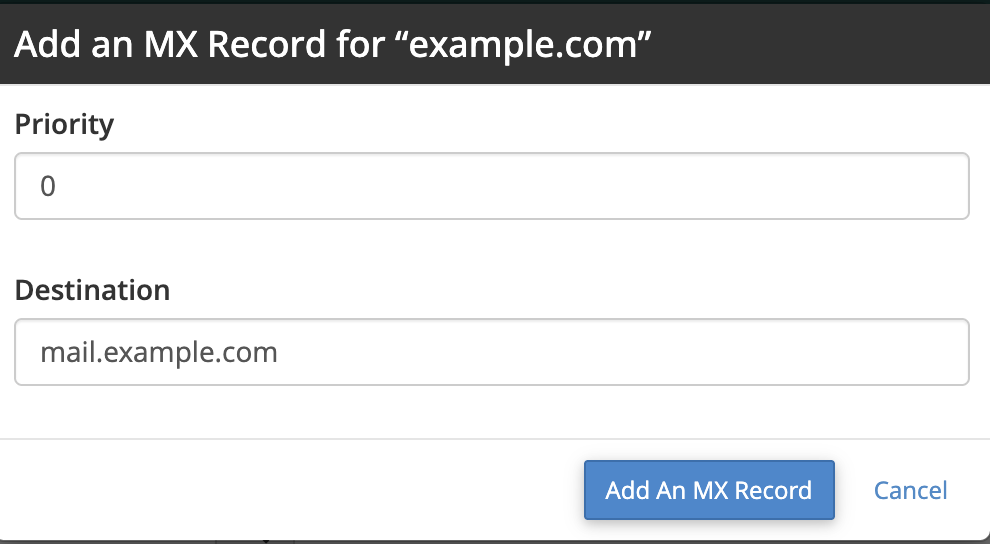 Adding an MX record in cPanel