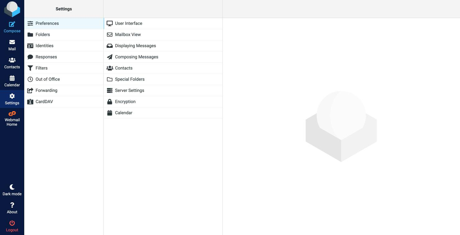 Editing preferences in RoundCube