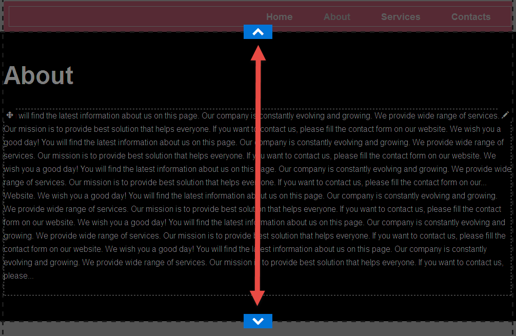 Landing page navigation arrows