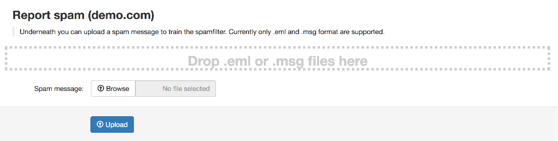 Report spam screen
